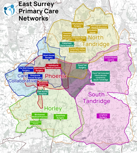 East Surrey Primary Care Network Map